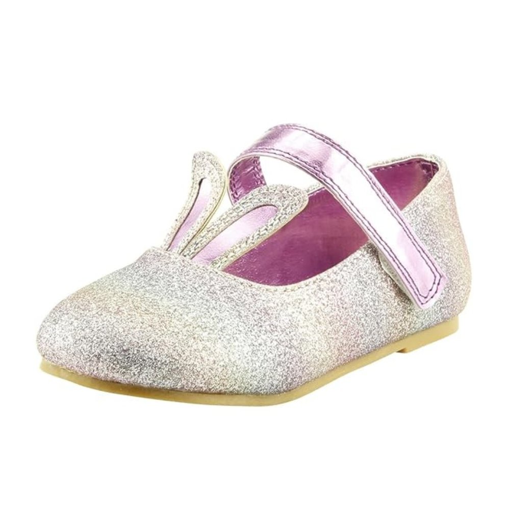 The Doll Maker Toddler Dress Shoes Mary Jane Easter Bunny Ears - Purple Glitter